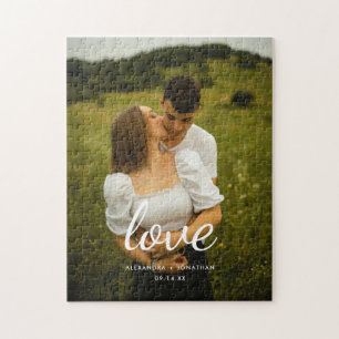 Puzzle Script moderne "Love" Mariage Couple Photo