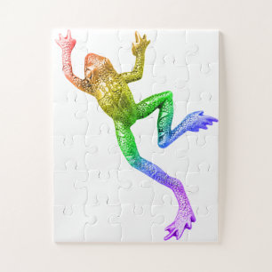 Puzzle Sculpture de grenouille aux couleurs de l'arc-en-c