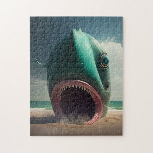Puzzle Sculpture de requin sur la plage