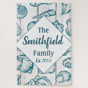 Puzzle Sea Shells Beach House Nautique Nom de famille Woo