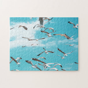Puzzle Seagulles Volant Sky Ocean Thème de mer