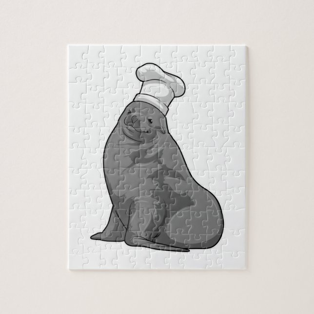 Puzzle Seal as Cook with Chef casquette (Vertical)