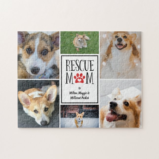 Puzzle Secourir Maman Red Empreinte de patte Photo Collag (Horizontal)