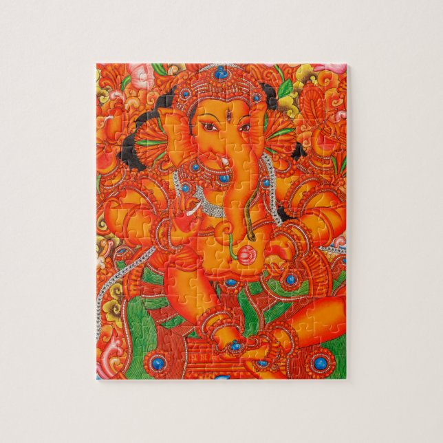 PUZZLE SEIGNEUR INDIEN DU SUD GANESH TANJORE PAINTING (Vertical)