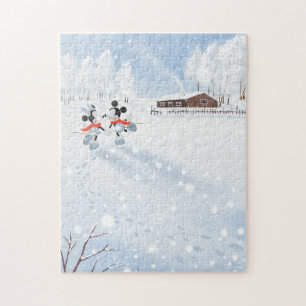 Puzzle Sentier Mickey & Minnie dans la neige