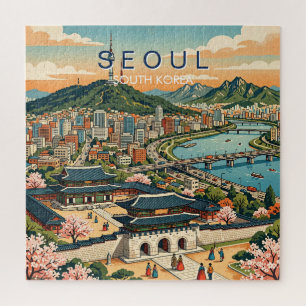 Puzzle Séoul Corée du Sud Voyage Art Vintage