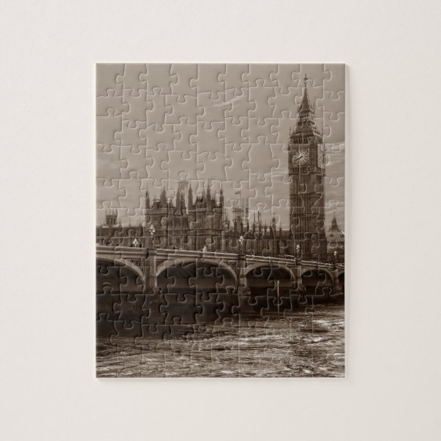 Puzzle Sepia Big Ben Tower Palace de Westminster (Vertical)