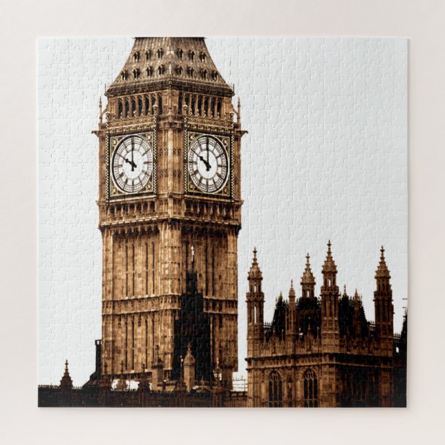 Puzzle Sepia Big Ben Tower Travel Art (Vertical)