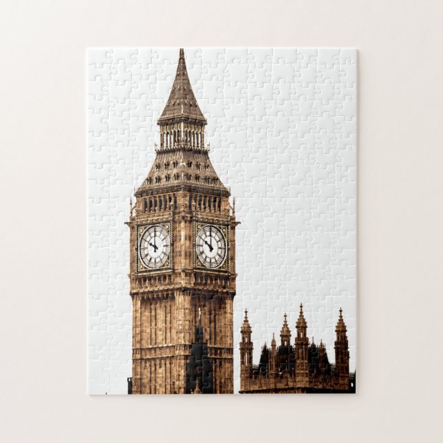 Puzzle Sepia Big Ben Tower Travel Art (Vertical)