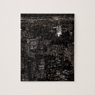 Puzzle Sepia New York City Night Skyline