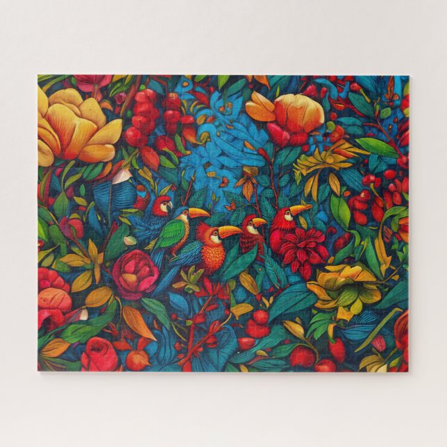 Puzzle Serenade de la jungle dans une mer de fleurs (Horizontal)