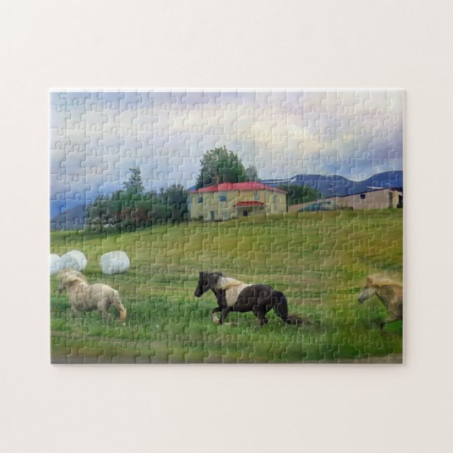 PUZZLE SERENE ICELAND HORSES COTTON BALLES (Horizontal)