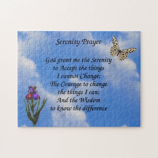 Puzzle Serenity Prayer Butterfly Flower Inspiration (Horizontal)