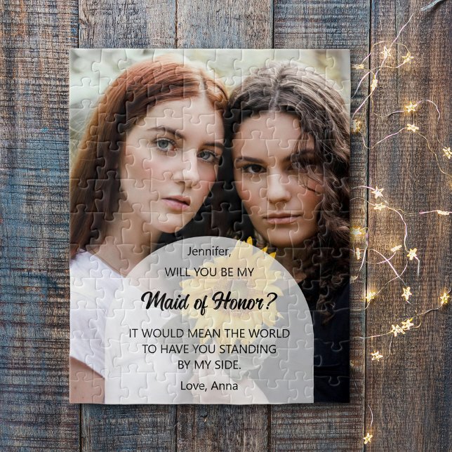 Puzzle Serez-vous ma femme d'honneur Invitation personnal (Best friends and an ask to be maid of honor for your wedding.A unique way to ask with a photo puzzle)