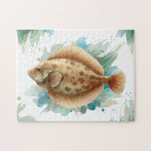 Puzzle - Série aquarelle : Fond/poisson plat