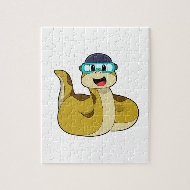 Puzzle Serpent avec lunettes de natation (Vertical)
