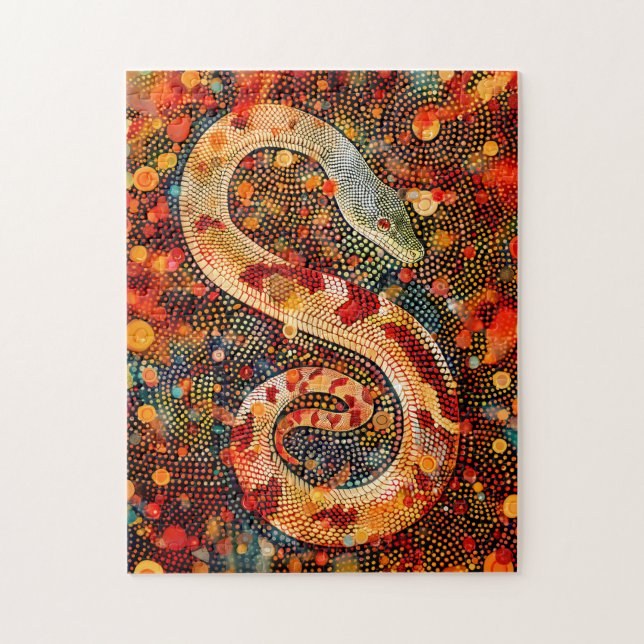 Puzzle Serpent en Art Dot Aborigène (Vertical)