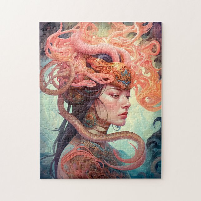 Puzzle Serpent Hair Lady Imaginaire Art (Vertical)