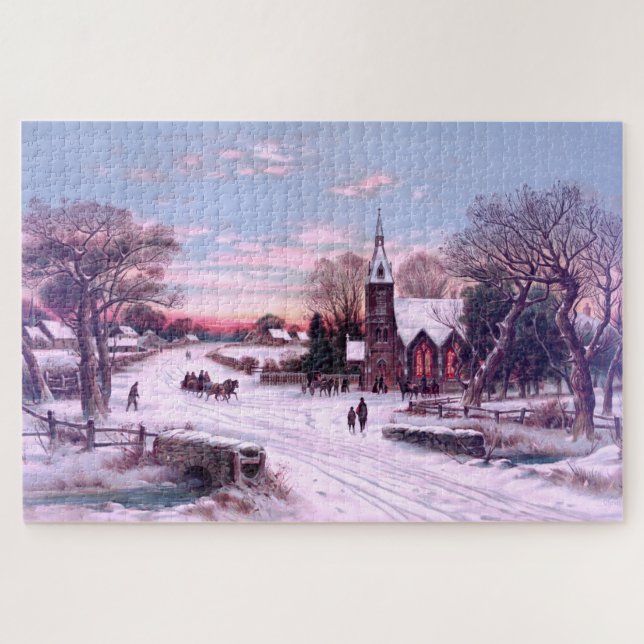 Puzzle Services religieux le matin de la veille de Noël (Horizontal)