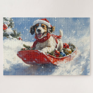 Puzzle Setter Anglais Chien en Luge Laissez Tomber la Nei