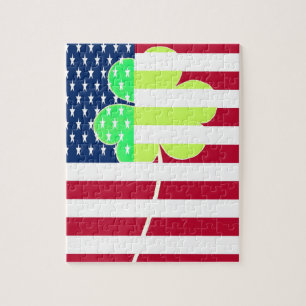 Puzzle Shamrock du drapeau irlandais américain Clover St.