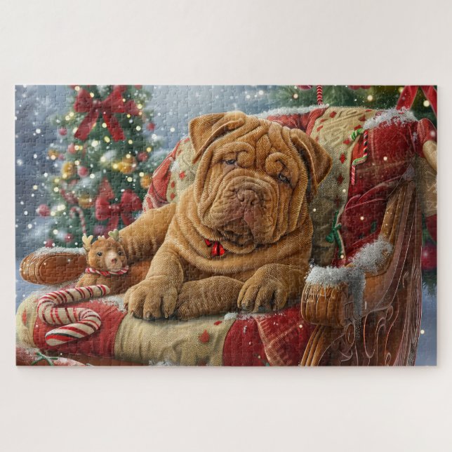Puzzle Shar Pei Chien Festif de Noël (Horizontal)