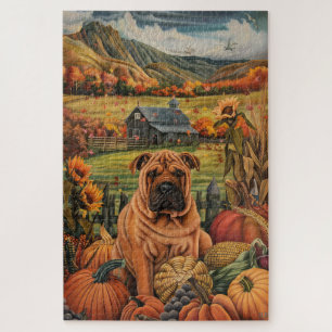 Puzzle Shar Pei Chien Moisson Automne Thanksgiving