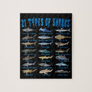 Puzzle Shark Lovers 21 Types of Sharks Ocean Animal