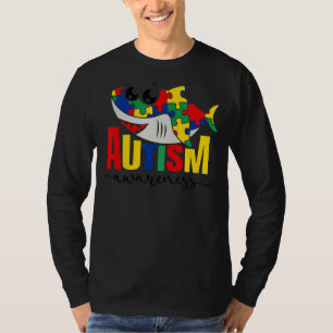 Puzzle Shark Mom Autism Childrent Autism Awareness T-Shirt