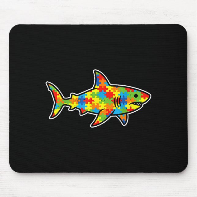 Puzzle Shark Neurodiversity Autism Awareness Funny Mouse Pad (Front)