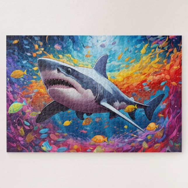 Puzzle 🐙 Shark Splash : The Ocean’s Rock Star (Horizontal)
