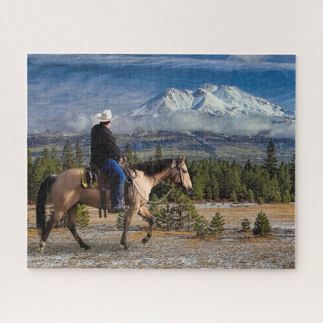 PUZZLE SHASTA DE BÂTI AVEC LE CHEVAL ET LE CAVALIER (Horizontal)