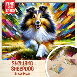 Puzzle Shetland Sheepdog Chien Portrait Acrylique Art Imp