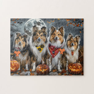 Puzzle Shetland Sheepdog Halloween Épouvantable 