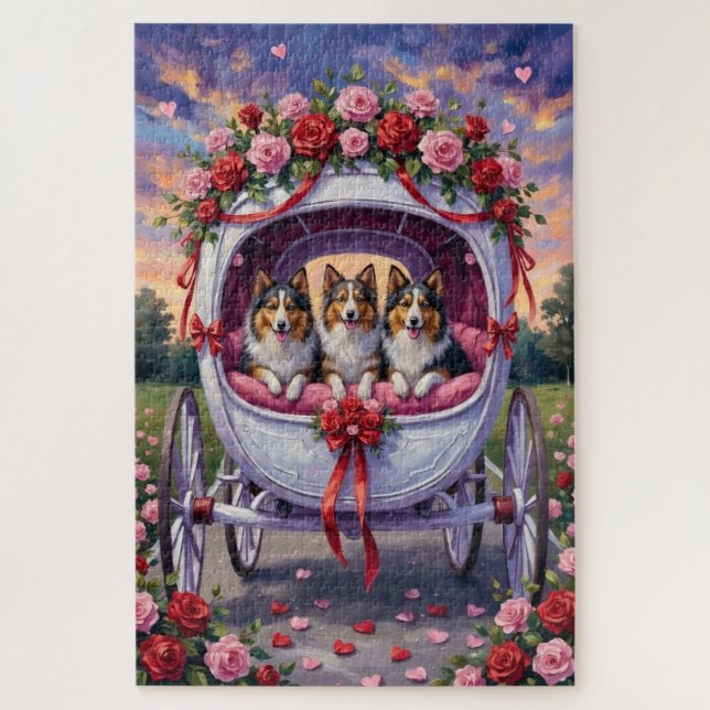 Puzzle Shetland Sheepdog Valentine's Day  (Vertical)