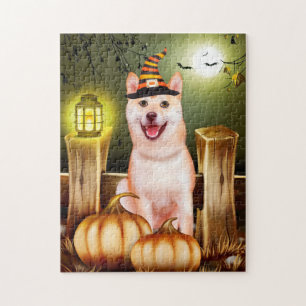 Puzzle Shiba Inu avec le Casquette sorcier Halloween