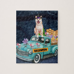 Puzzle Shiba Inu Chien Halloween Camion Effrayant Nuit