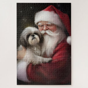 Puzzle Shih Tzu Avec Noël Festif Du Père Noël