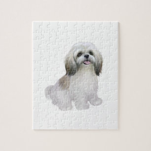 Puzzle Shih Tzu - Blanc avec gris-tan