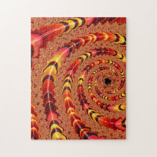 Puzzle Shiny Orange and Yellow Spiral Fractal Abstract