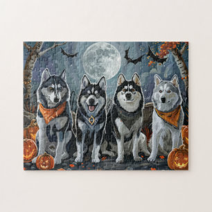 Puzzle Siberian Husky Halloween Épouvantable