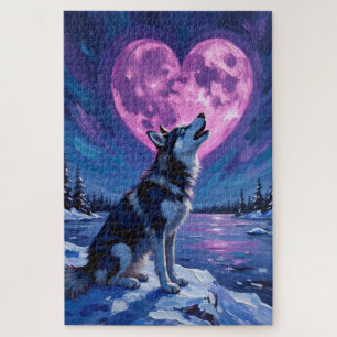 Puzzle Siberian Husky hurlant à la Saint-Valentin