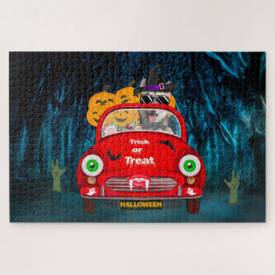 Puzzle Sibérie Husky Chien Conduire voiture effrayant Hal