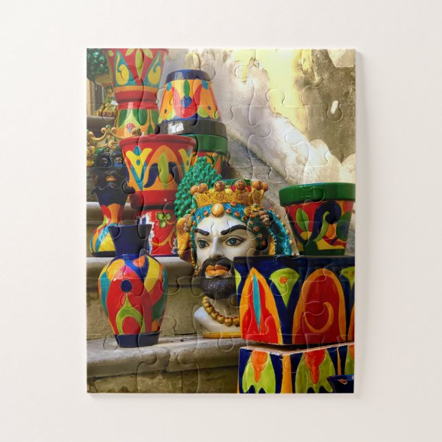 Puzzle Sicilian Head Planters & Colorful Ceramics | Noto (Vertical)
