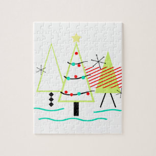 Puzzle siècle moderne arbres de noël rétro