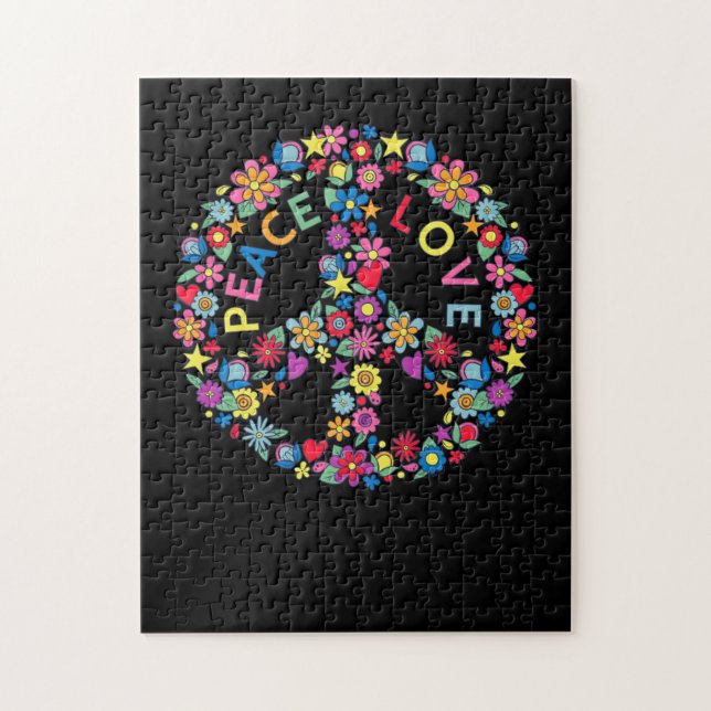 Puzzle SIGNE DE PAIX AMOUR 60s les années 70 Tie Dye Hipp (Vertical)