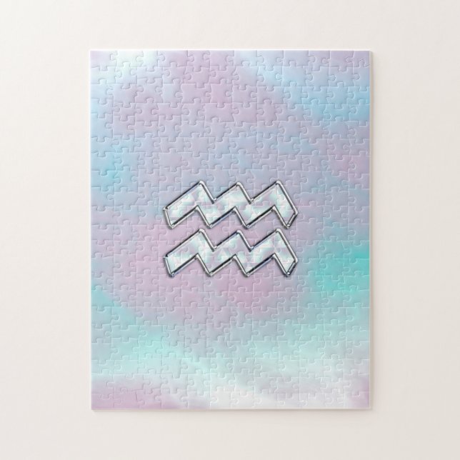 Puzzle Signe du zodiaque Verseau sur nacre de perle (Vertical)