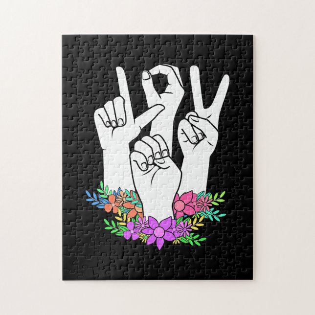 Puzzle Signe main ASL de l'enseignant (Vertical)