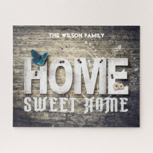 Puzzle Signe rustique "Home Sweet Home", grange foncée,