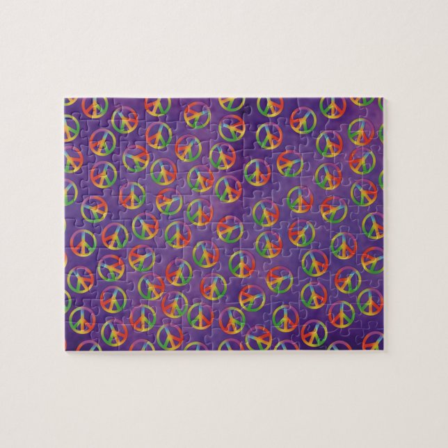 Puzzle Signes De Paix De Teinture Sur Violet (Horizontal)